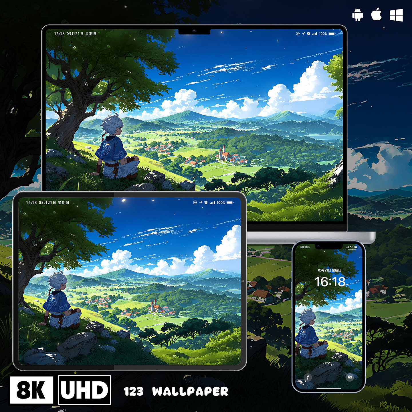 日系治愈动漫风少年超清壁纸iphone苹果安卓手机电脑ipad平板壁纸,商务/设计服务,卡通/动漫/插画设计,淘宝优惠券,粉丝福利购,淘宝优惠卷