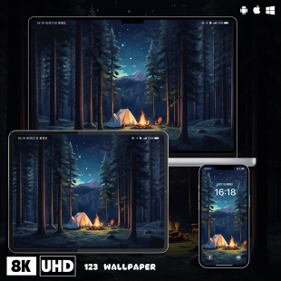 森林露营篝火星空治愈系壁纸iphone苹果安卓手机电脑ipad平板壁纸