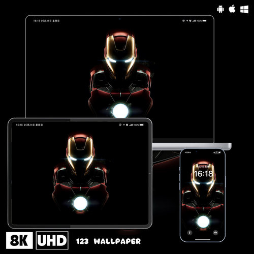 钢铁侠红金战甲胸灯凝视壁纸iphone苹果安卓手机电脑ipad平板壁纸