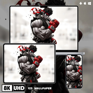街头霸王隆插画8K超清壁纸iphone苹果安卓手机电脑ipad平板壁纸