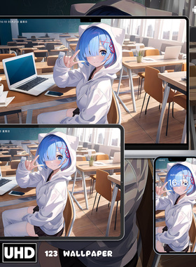 RE0蕾姆猫耳卫衣萌系8K壁纸iphone苹果安卓手机电脑ipad平板壁纸