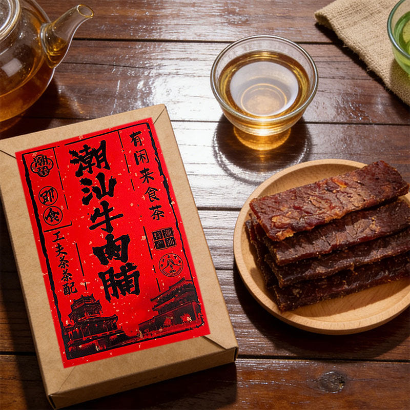 潮汕牛肉脯传统工艺牛肉干特产办公室解馋休闲追剧零食手信礼盒装