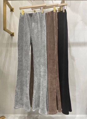 小众潮牌2024年春季新款灯芯绒开叉显瘦休闲裤微喇百搭长裤子女潮