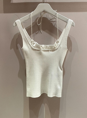 小众潮牌2024春夏季新款针织衫修身吊带背心白色T恤上衣女