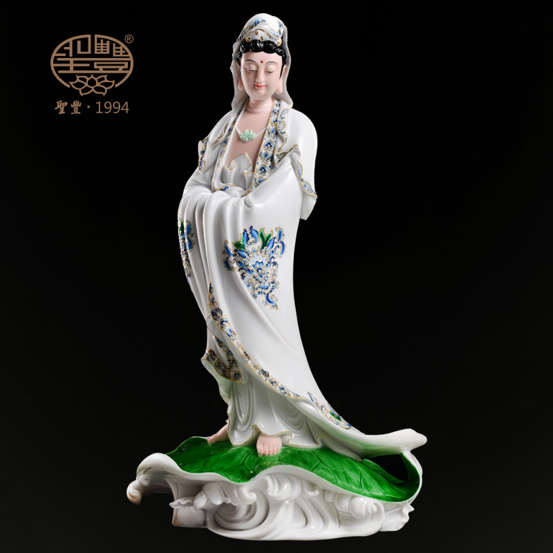 圣丰造像天润点翠不肯去观音菩萨艺术玉石收藏佛堂供奉摆件定制