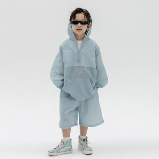 欧抱抱男童夏装 2026新款 儿童夏季 中大童冰丝薄 速干运动防晒服套装