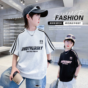 儿童男孩夏装 欧抱抱男童夏季 潮牌机车运动短袖 T恤2026新款 冰 半袖