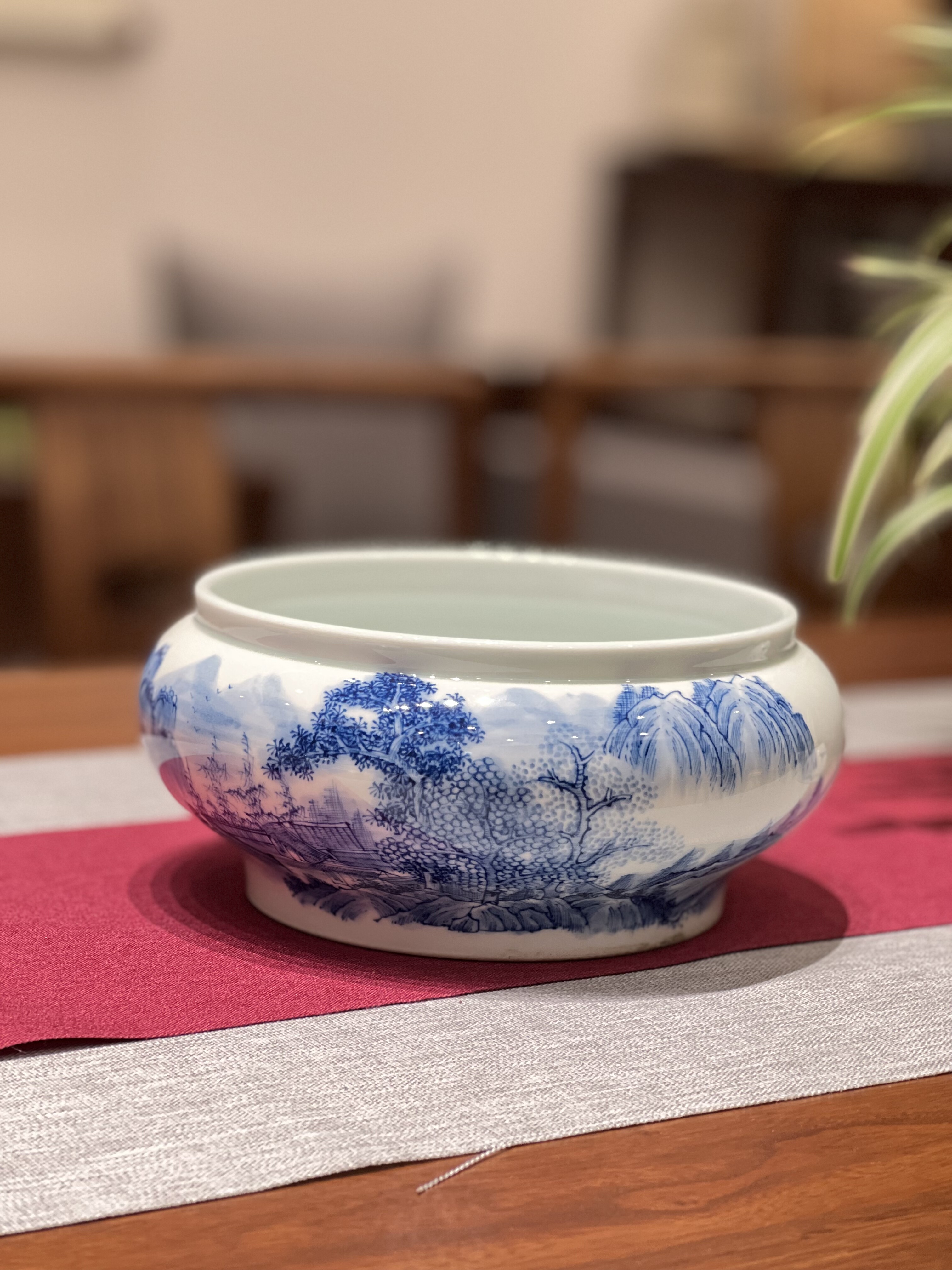 早期京德珍藏庚寅年青花细工山水茶道/零配