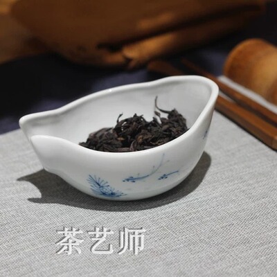 京德贵和祥茶器景德镇陶瓷手绘鱼乐茶荷功夫中式茶侧茶道茶艺配件