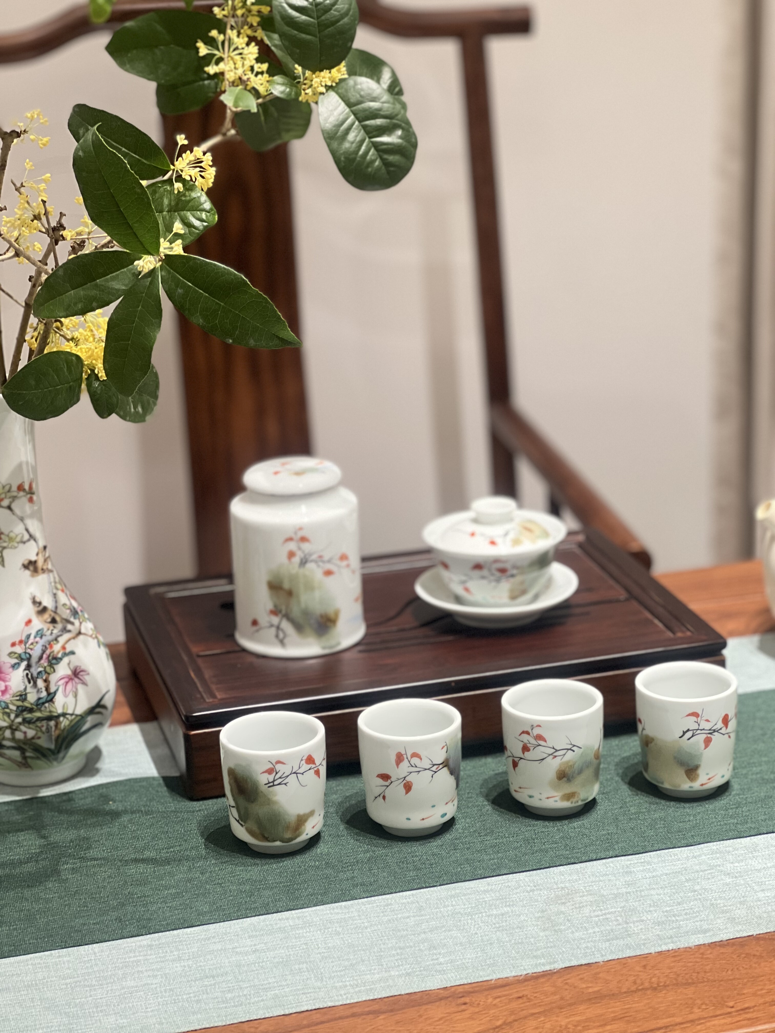 贵和祥窑变红叶手绘景德镇茶杯陶瓷茶具品茗主人杯100毫升茶杯