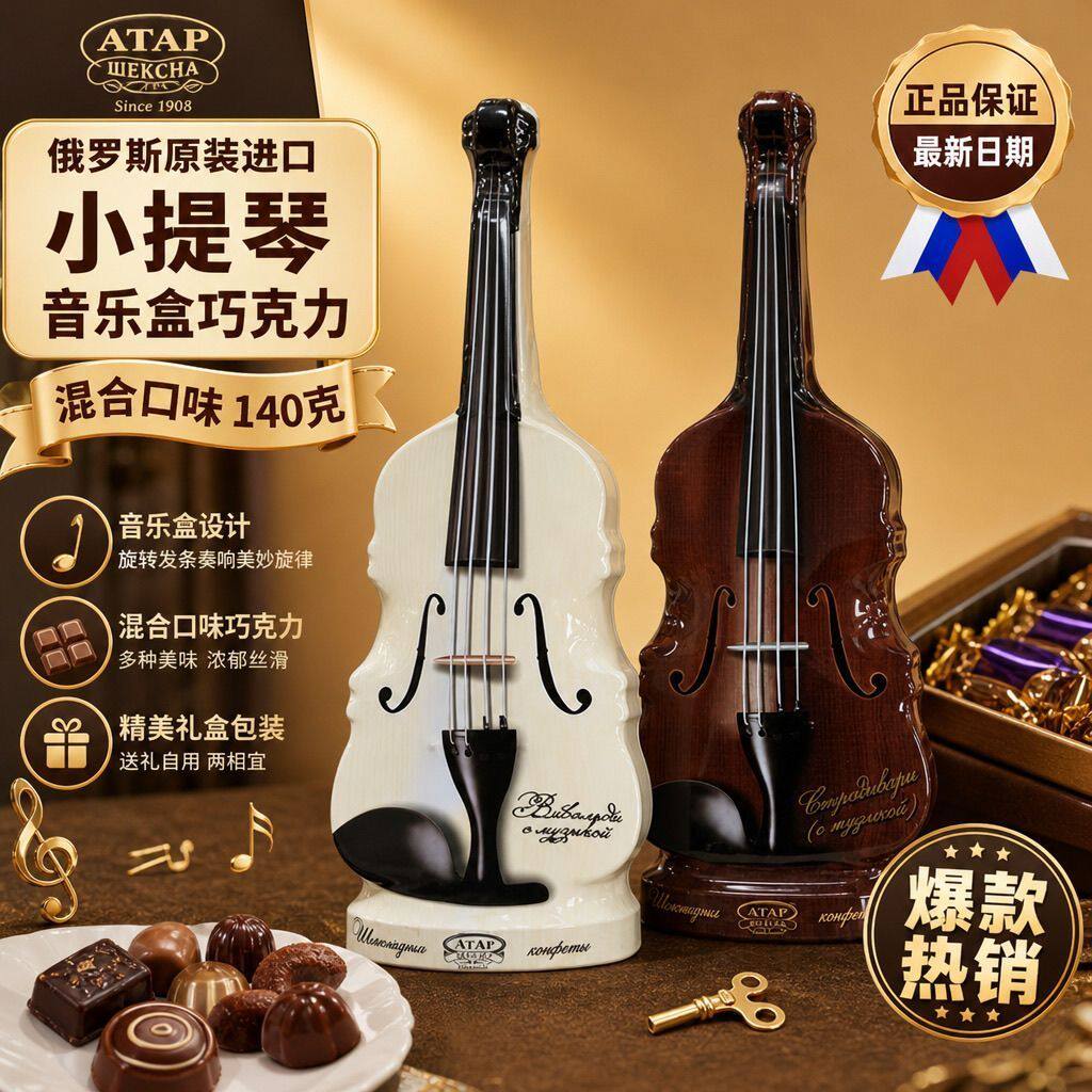 俄罗斯进口ATAG维瓦尔第小提琴巧克力音乐礼盒创意伴手礼140g