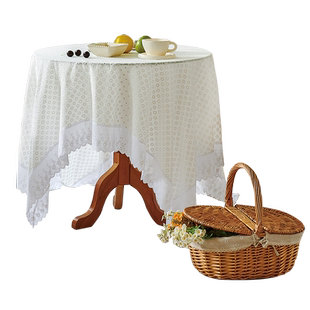 洛美丹顿蕾丝桌布法式小清新氛围感客厅茶几盖布圆形圆桌餐桌台布