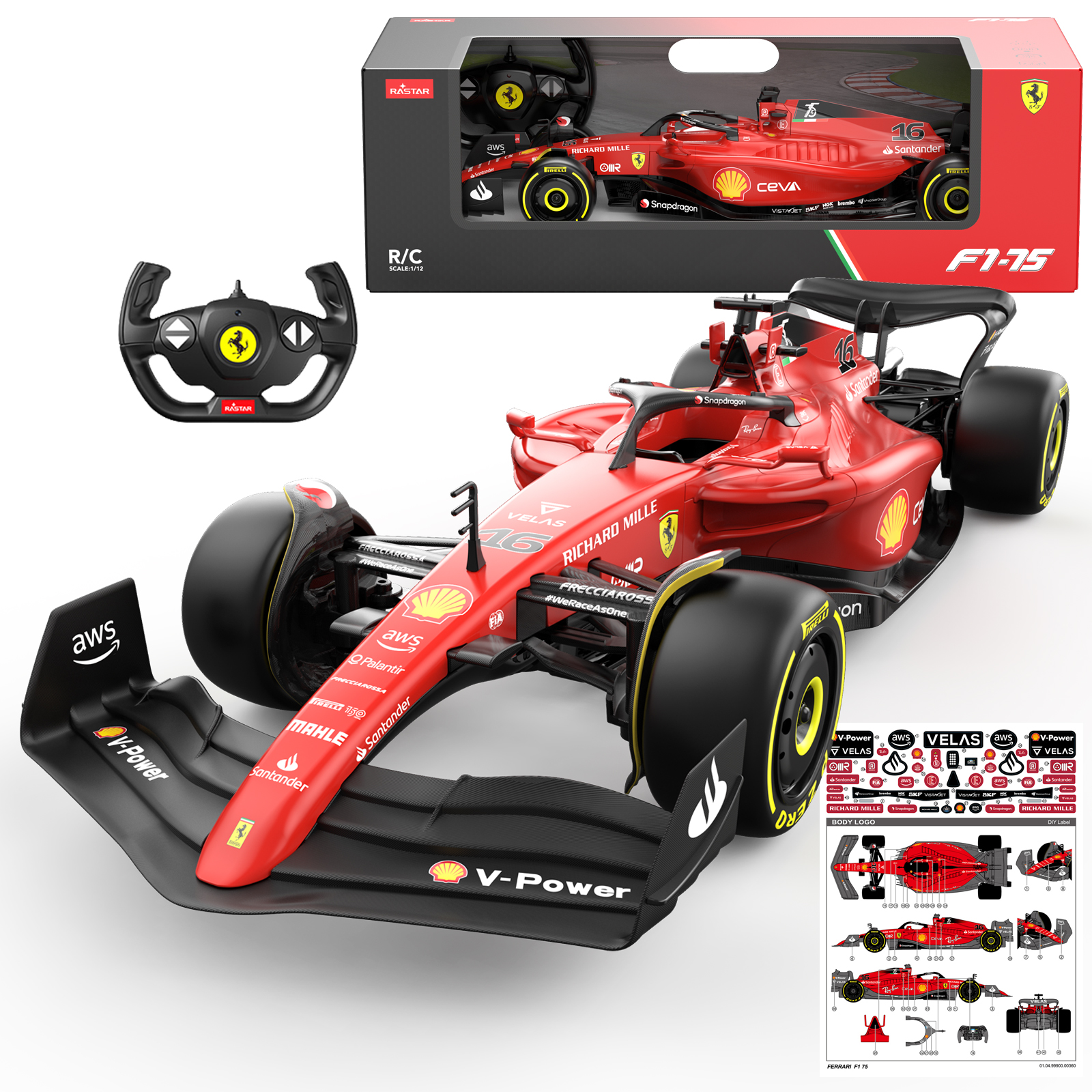 【LEFFIHOB潮玩社】星辉RASTAR法拉利F1-75遥控赛车模型摆件礼物