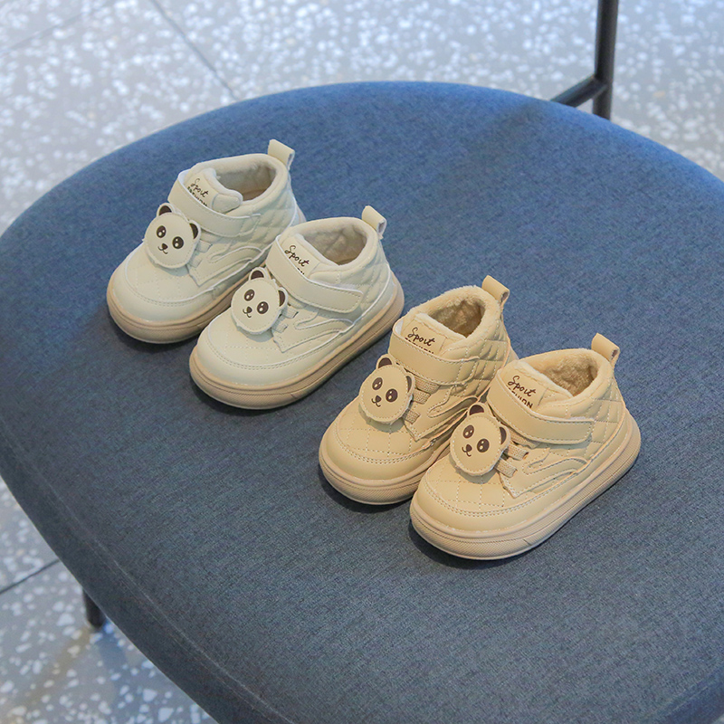 2023冬季新款加绒宝宝棉鞋1一3岁男女童二棉高帮鞋软底婴儿学步鞋