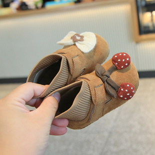 加绒二棉宝宝短靴子软底婴儿鞋 公主鞋 冬季 女童袜靴美拉德风勃肯鞋