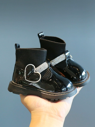 Martens, демисезонные флисовые детские короткие сапоги для девочек для раннего возраста, мягкая подошва