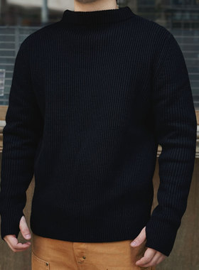 ANDERSEN美式复古加厚保暖男女海军水手毛衣圆领重磅羊毛套头长袖