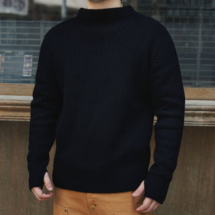 ANDERSEN美式复古加厚保暖男女海军水手毛衣圆领重磅羊毛套头长袖