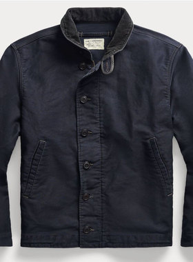 双RL 经典款N-1美式复古做旧海军航海甲板服夹克外套灯芯绒领男装