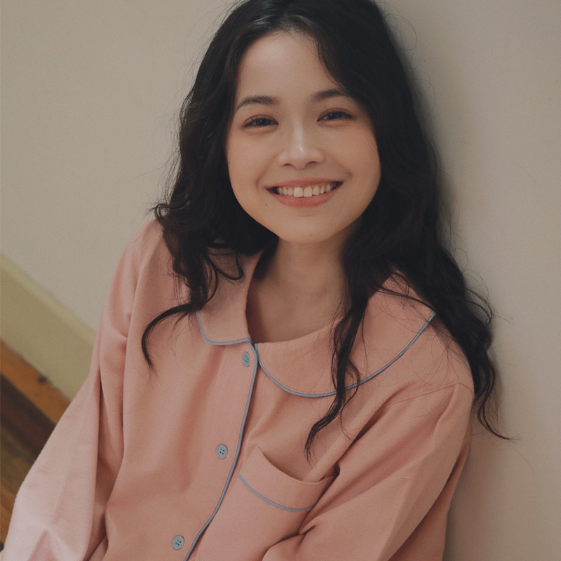 日系新款纯棉睡衣女娃娃领甜美全棉绒布宽松家居服两件套装INS