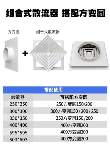 颂余 Центральная розетка кондиционера закрывает квадратный диффузор, превращая пластиковый квадрат в круглый разъем