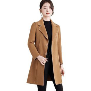 双面羊绒大衣女中长款西装领2023年新款洋气羊毛呢中年妈妈外套冬