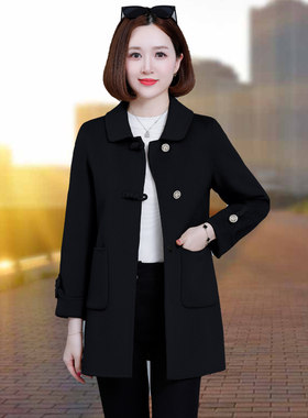 毛呢外套女士秋冬中长款盘扣大衣