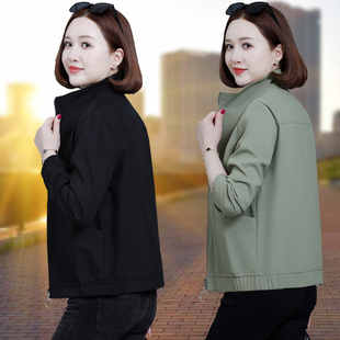 连帽冲锋衣外套女款春秋2024新款小个子宽松薄款拼色防风夹克上衣