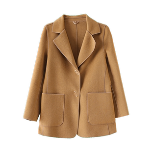 双面羊绒大衣女中款外套中长款毛呢羊毛秋冬新款妈妈西装领羊绒衣