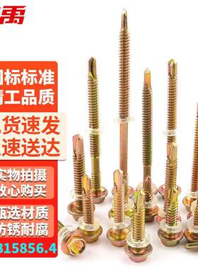 冰禹BJyl-389彩锌外六角法兰钻尾木螺钉GB15856.44.8*30(100个)