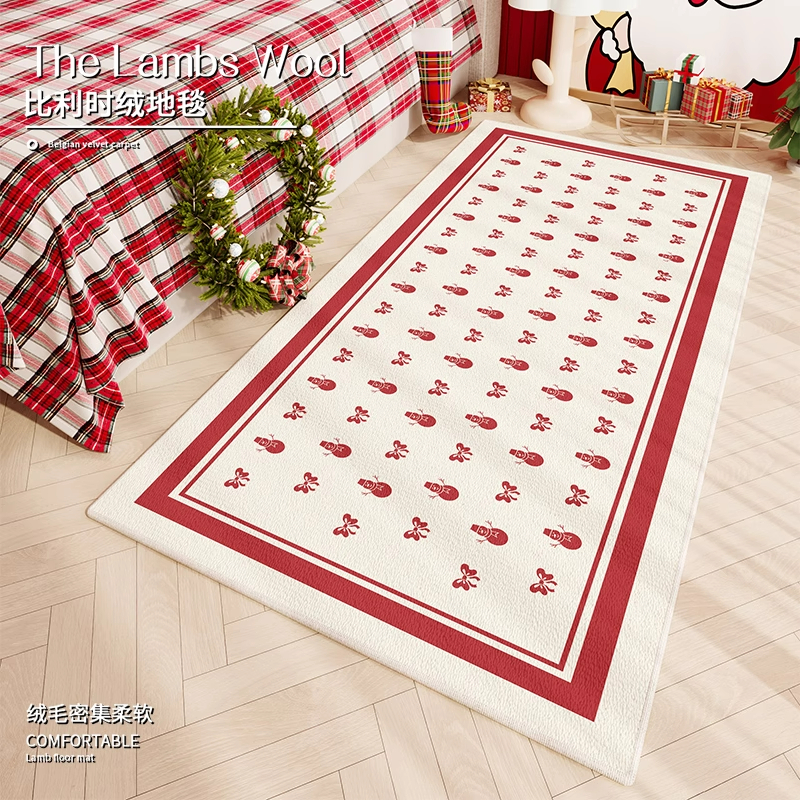 圣诞节短绒毯方形地毯装饰地垫
