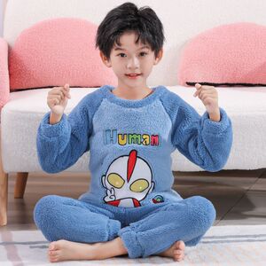 2023新款儿童睡衣男童秋冬季法兰绒加厚珊瑚绒冬天男孩宝宝GQ