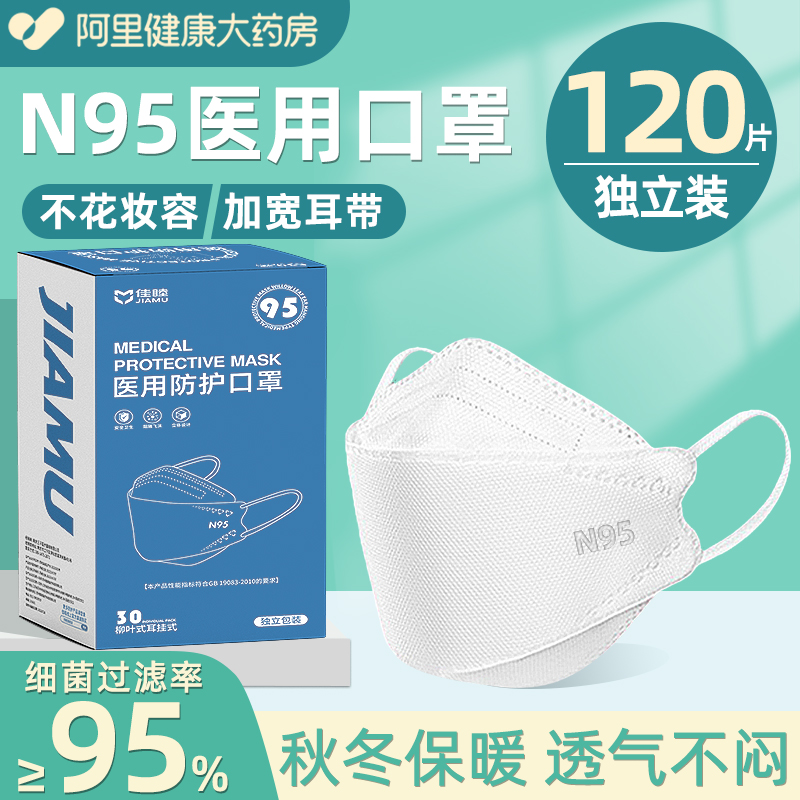 240只n95级医用防护口罩一次性医疗成人女高颜值2024新款秋冬白kn