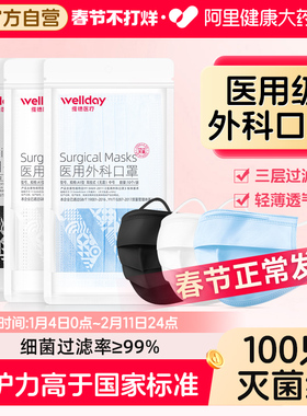 维德医疗一次性医用外科口罩成人儿童灭菌三层透气防病菌轻薄透气