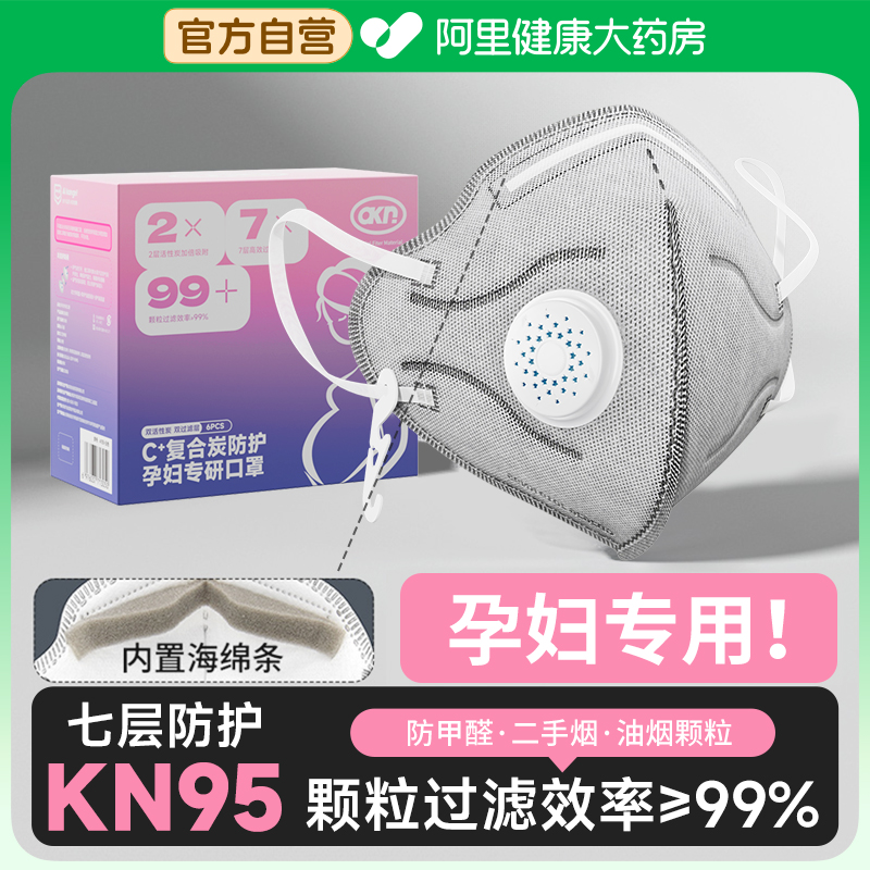 孕妇防甲醛专用口罩kn95活性炭防二手烟神器防油烟雾霾苯防尘防护