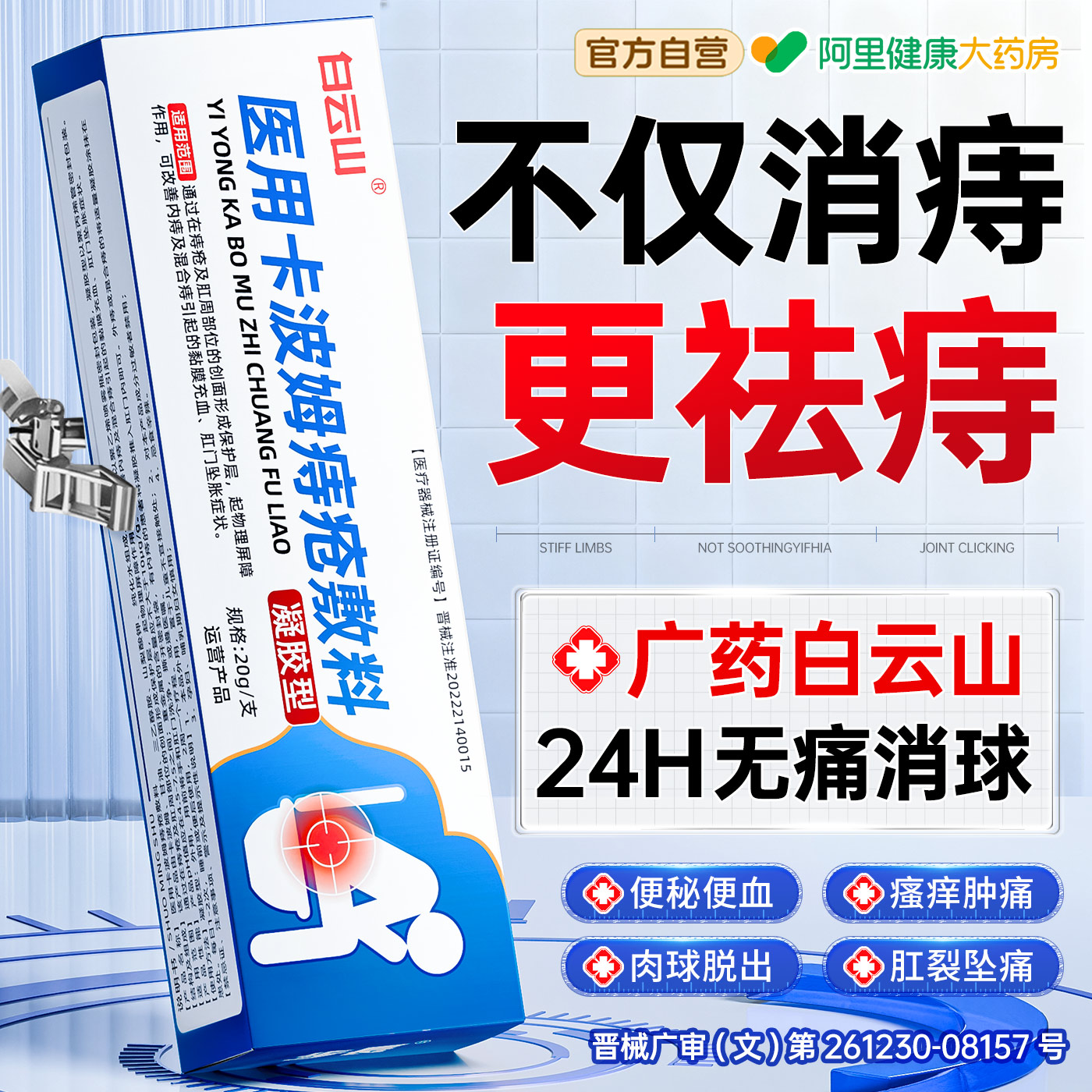 医用痔疮膏肉球女性消肛裂内外混合便血消痔凝胶软膏卡波姆药膏 - 实物图