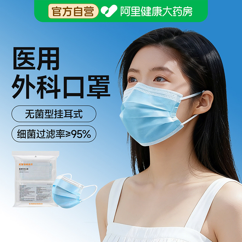 恒明医疗成人一次性正品正规三层医用外科灭菌级口罩透气无纺布图片