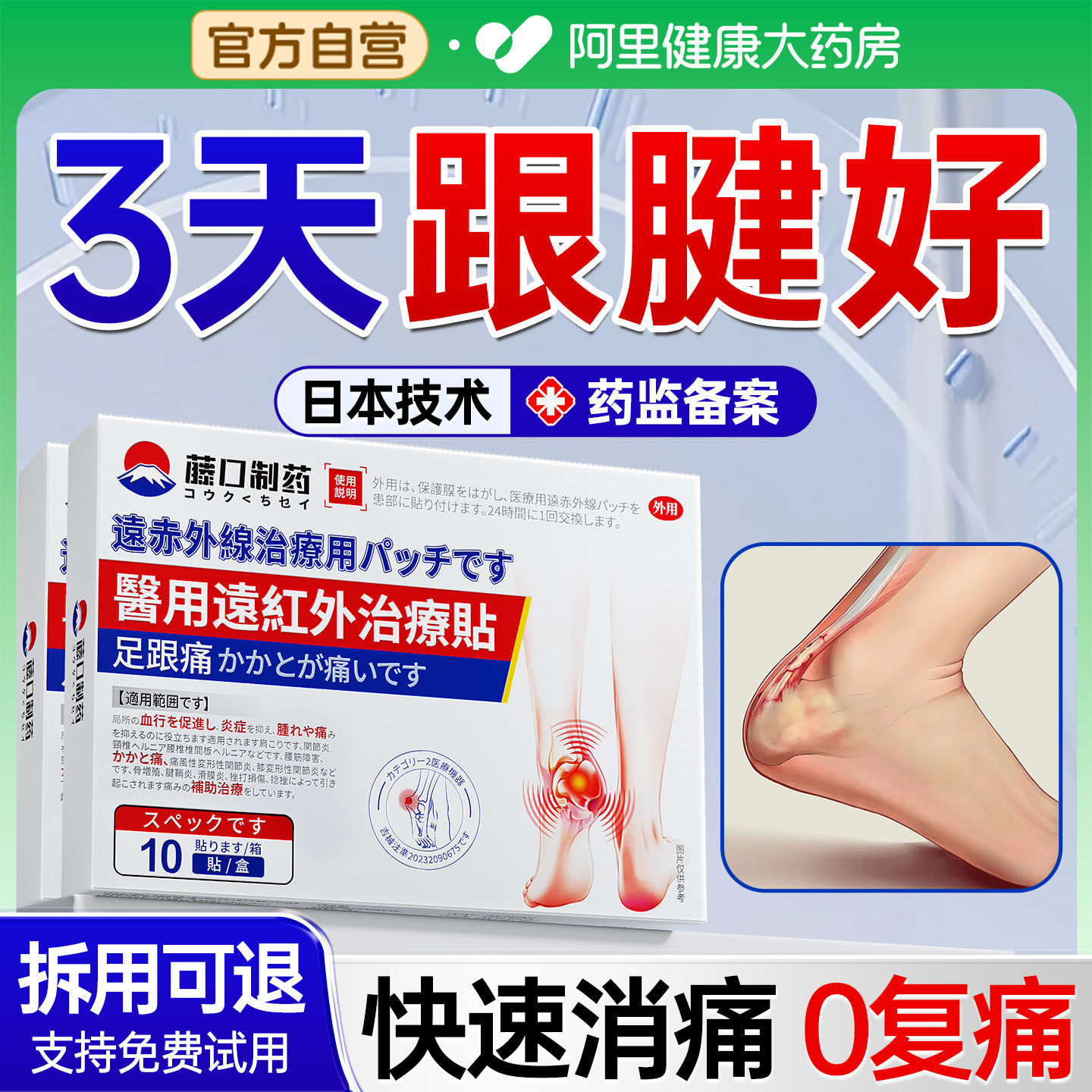 跟腱炎足跟痛筋膜专用膏贴鞋垫止点性去骨刺脚后根疼镇痛特药房效