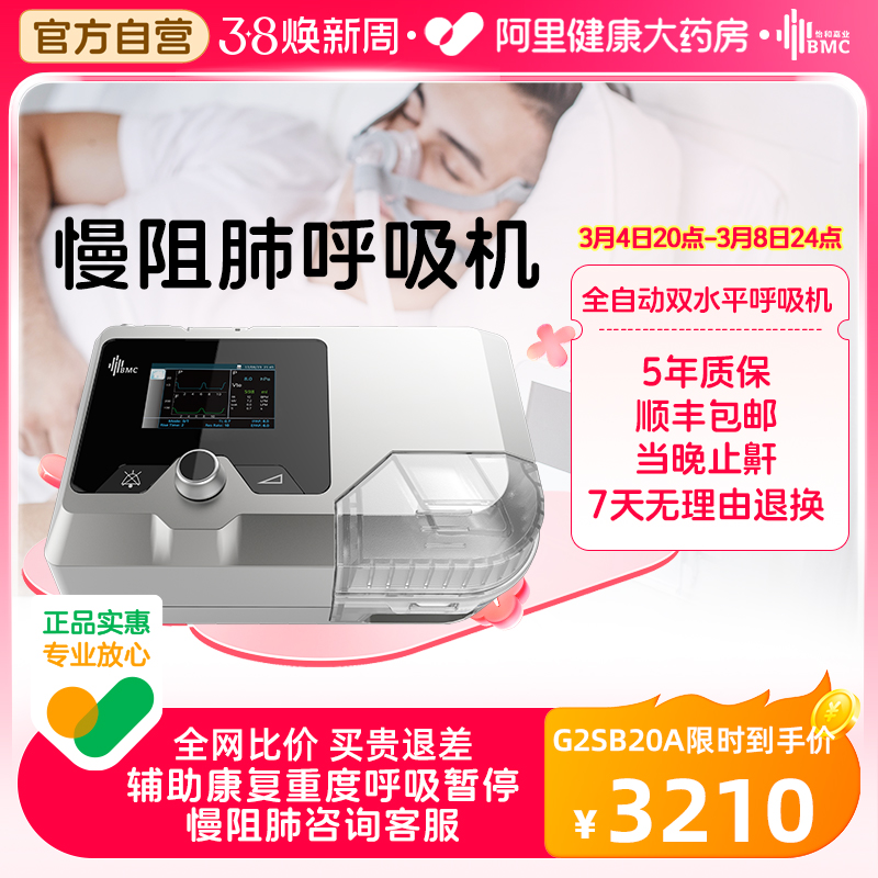 瑞迈特呼吸机家用老人双水平打呼噜G2S B20A慢阻肺气肿3模式机器