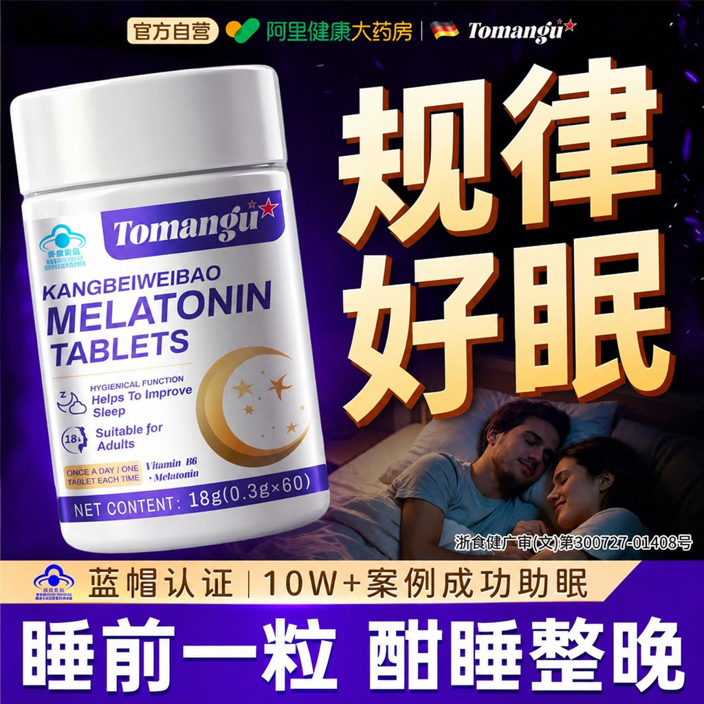 德国褪黑素片维生素b6安瓶重度氨基丁酸睡眠改善退官方旗舰店正品