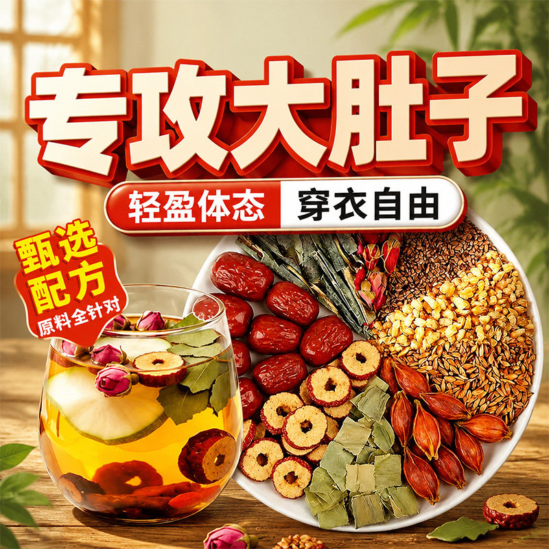 冬瓜荷叶陈皮山楂薏米茯苓茶大肚子解油腻茶官方旗舰店