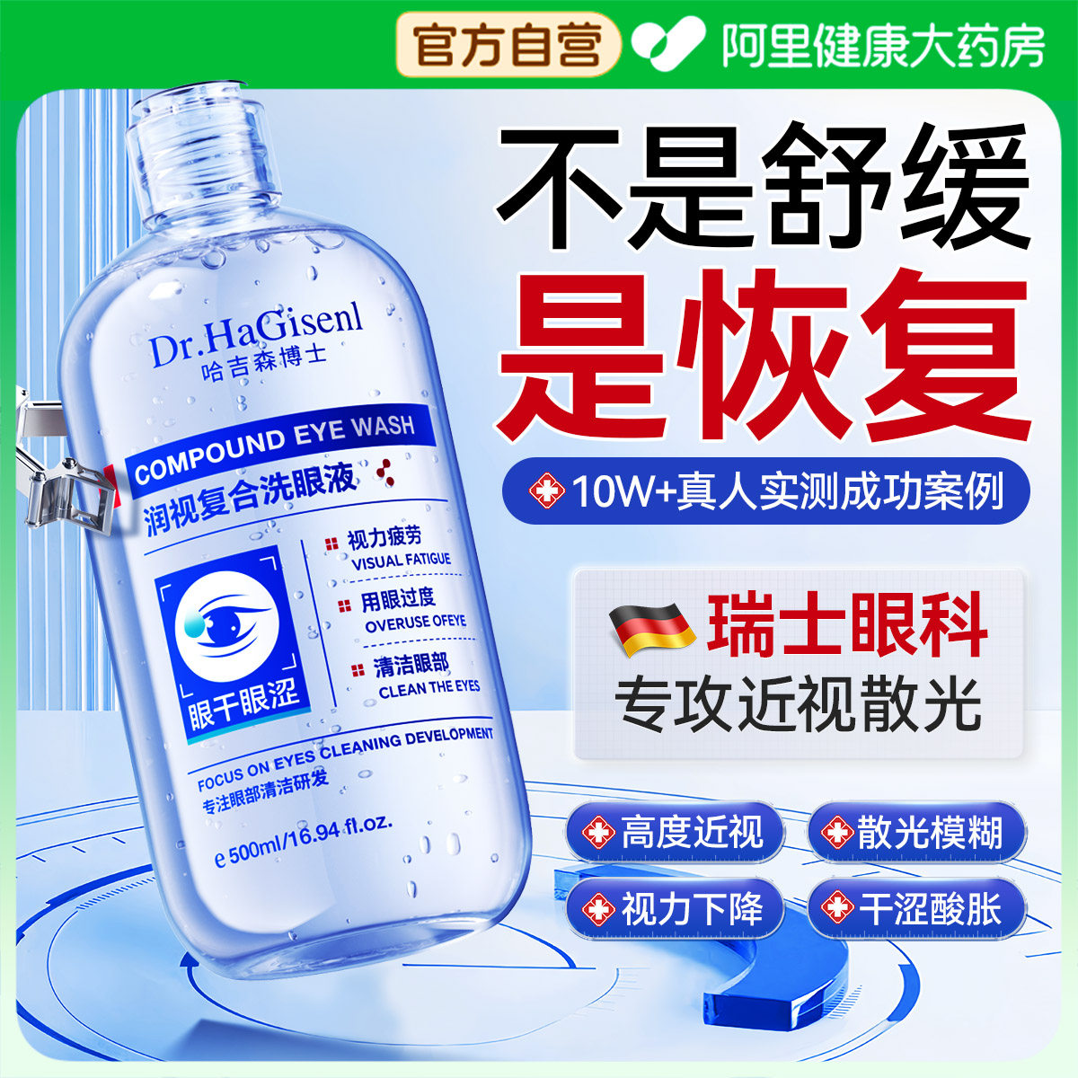 医用叶黄素洗眼液缓解眼睛干涩疲劳抗菌消炎改善视力下降模糊近视