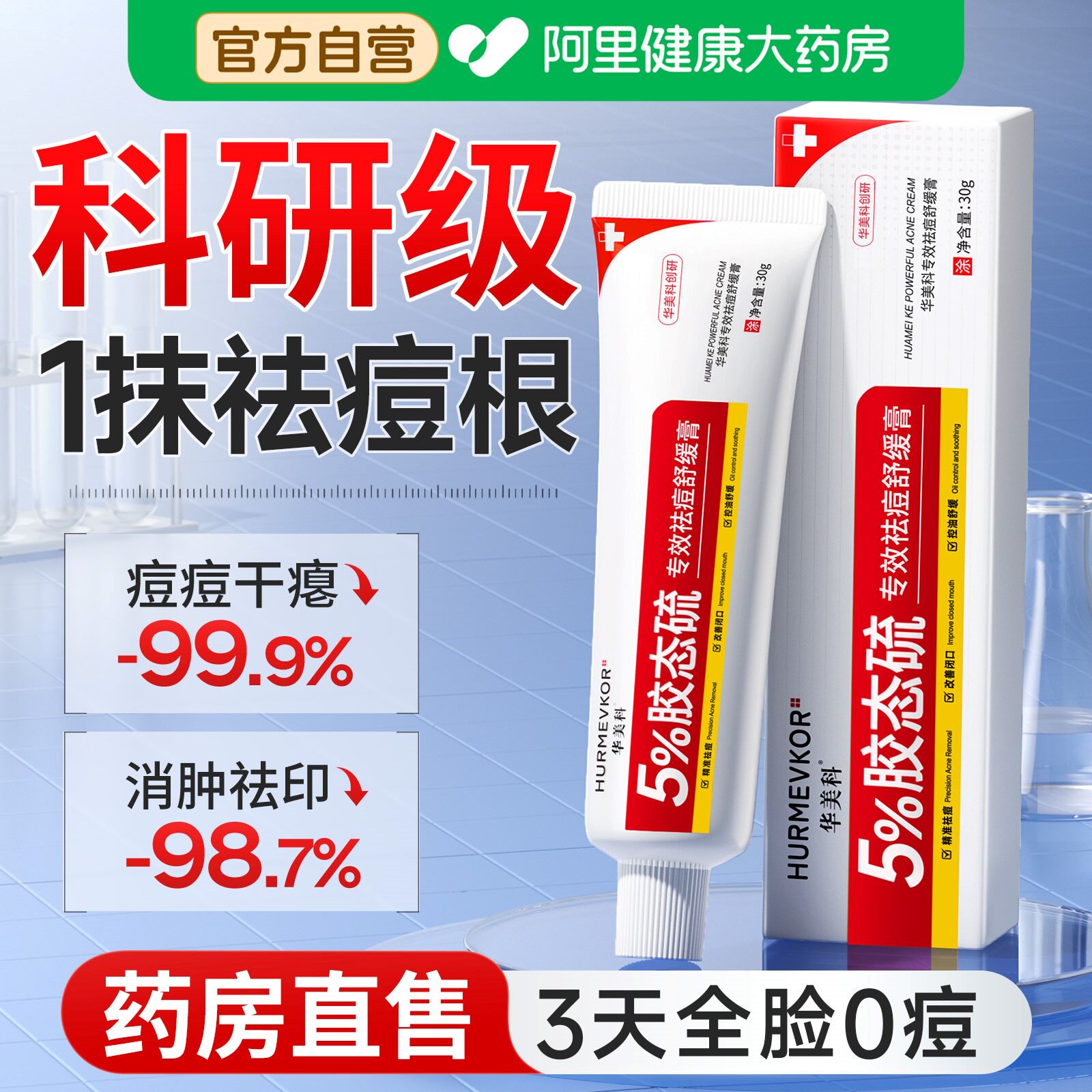 胶态硫祛痘膏修复淡化痘印去黑色素沉淀药背痘痘坑精华液凝胶软膏