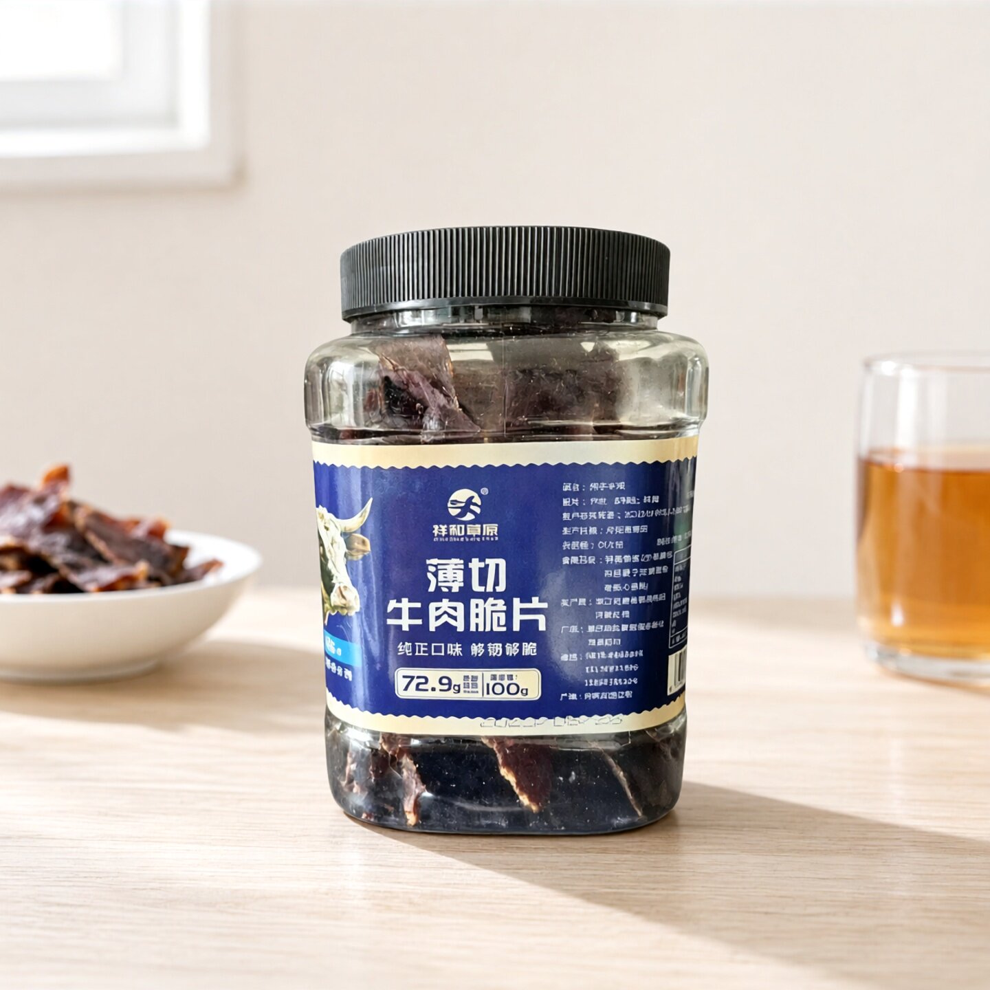 祥和草原牛脆脆薄切牛肉脆片100g内蒙古通辽特产风干牛肉干零食图片