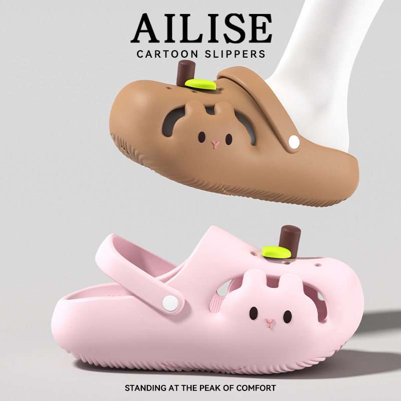 鸳鸯苹果洞洞鞋女款新款外穿沙滩防滑防臭EVA可爱家居包头拖鞋女