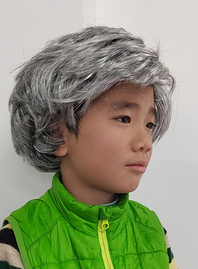 老爷爷装扮假发灰色男发短发老奶奶太太道具头饰幼儿园角色扮演