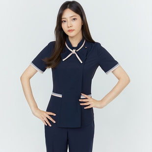 新款韩版美容院师工作服短袖皮肤管理韩式纹绣美发美甲师技师套装