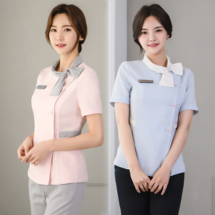 韩版美容院美容师工作服纹绣美甲美发师服装春夏职业套装裤店长服