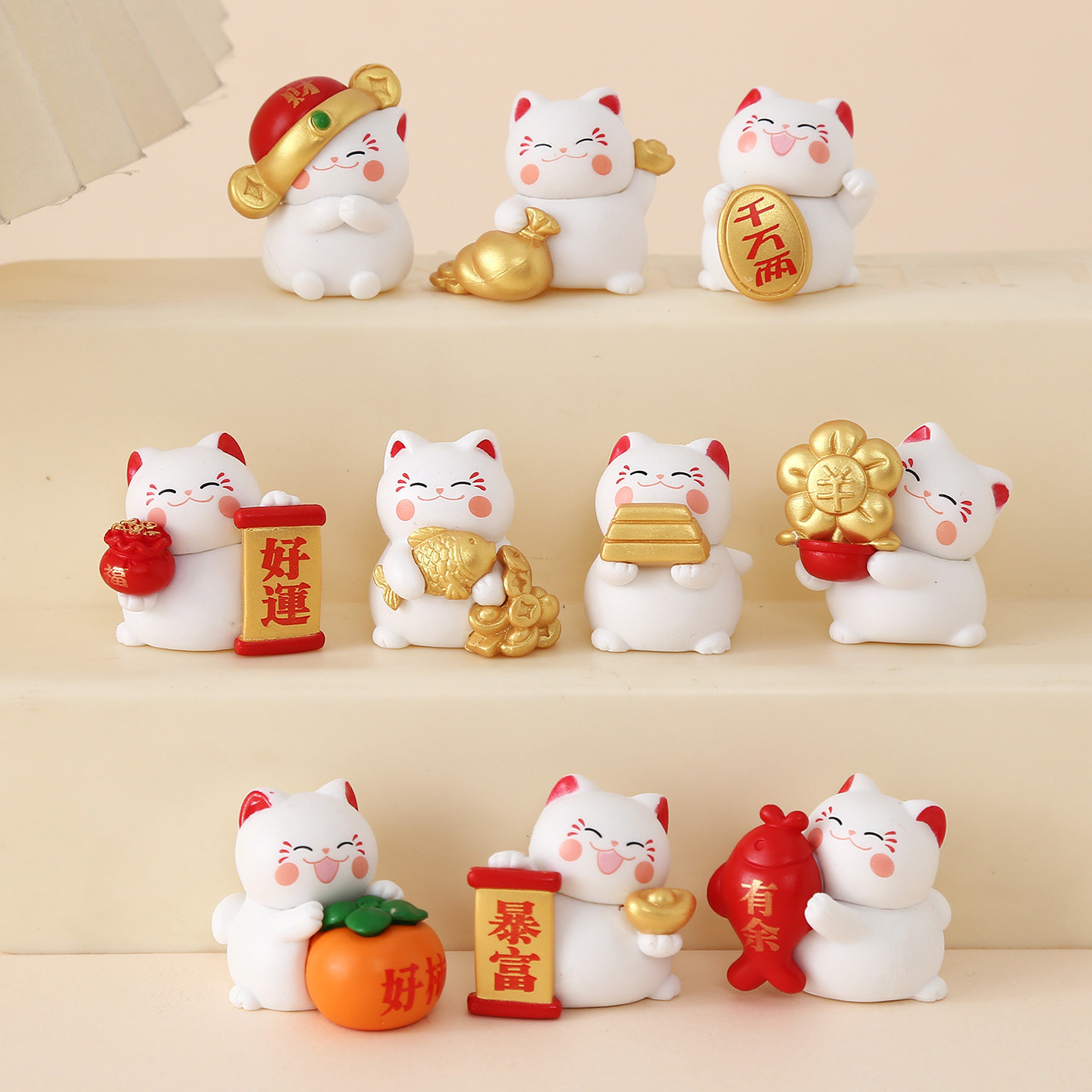 潮吉祥物招财猫公仔盲盒摆件