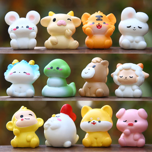卡通十二生肖动物公仔盲盒鼠牛虎兔龙蛇马狗猪宝宝玩偶小摆件礼物